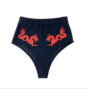 RED DRAGON HIGH WAIST RAVE SHORTS